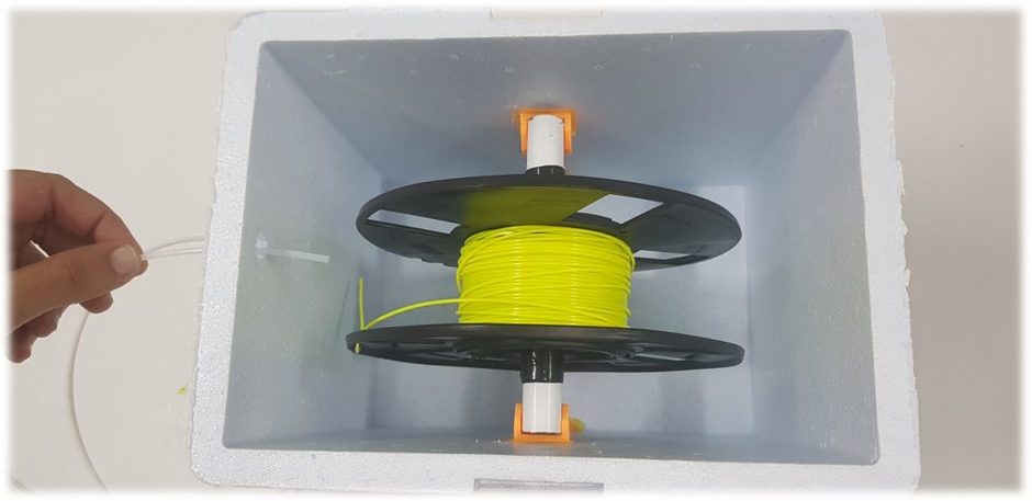 Suporte para o rolo de filamento montado