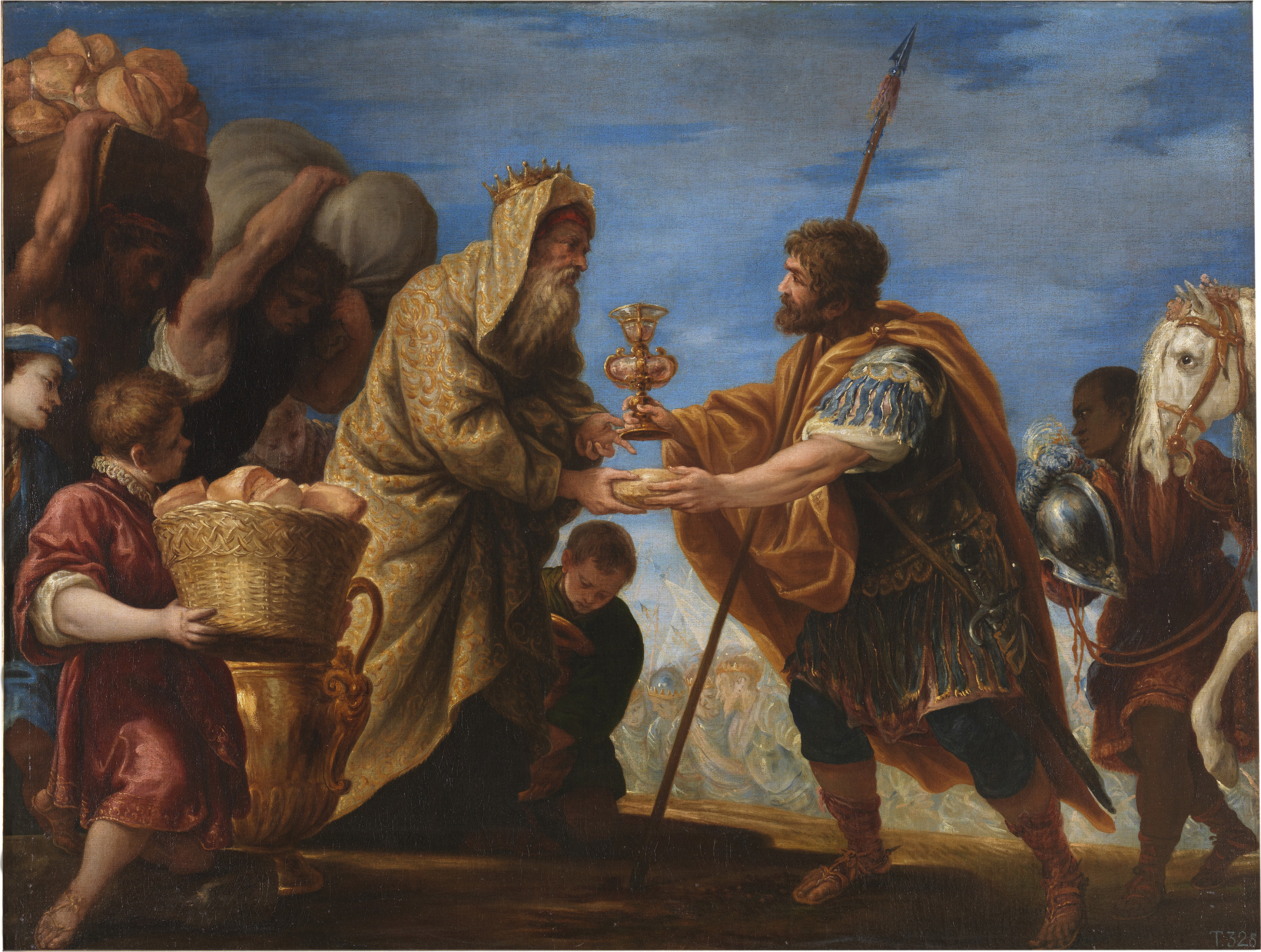 Encontro de Abraão e Melquisedeque, representado em pintura barroca de Juan Antonio de Frías y Escalante, século XVII.