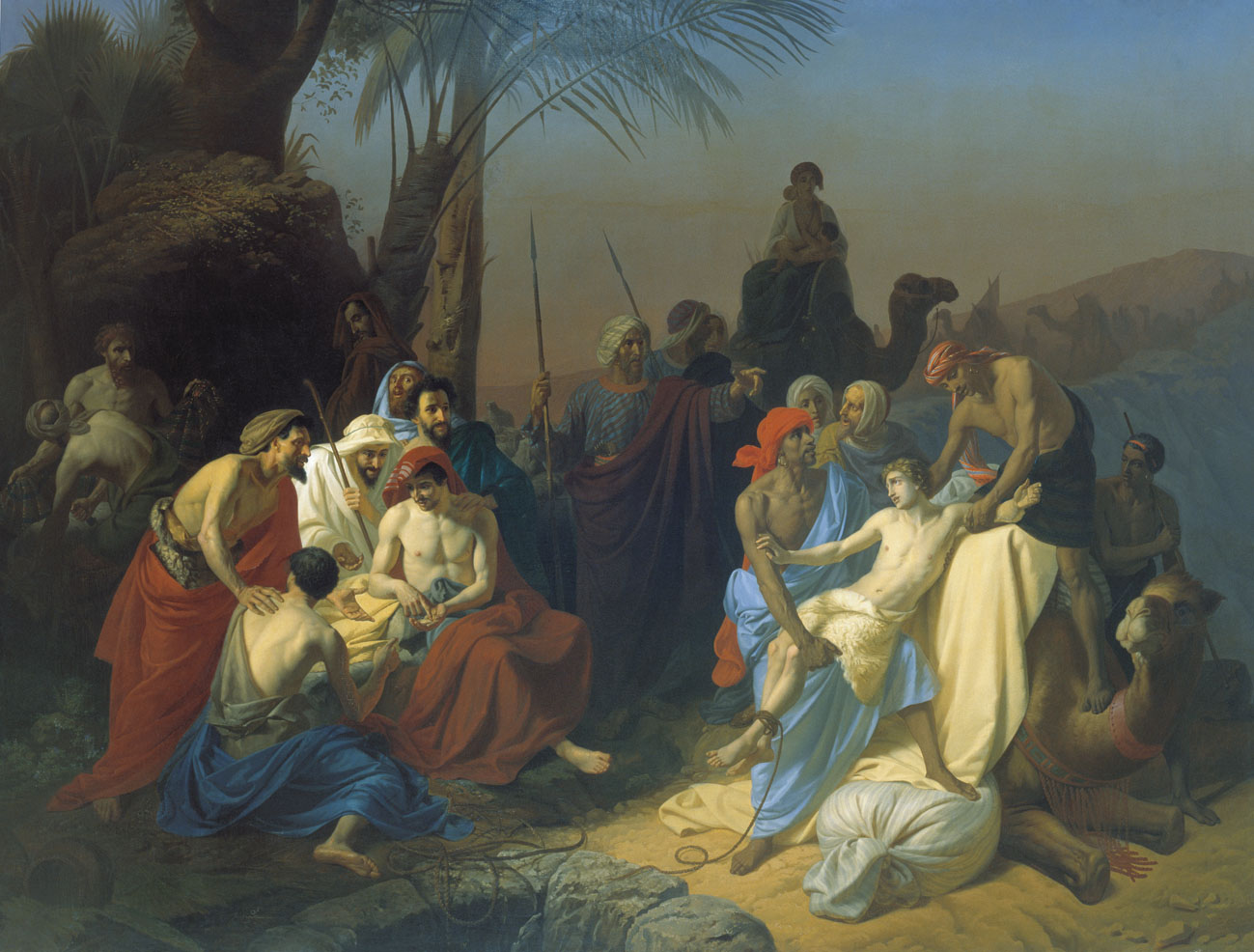 Os irmãos de José o entregam a mercadores, em pintura de Konstantin Flavitsky, 1855.
