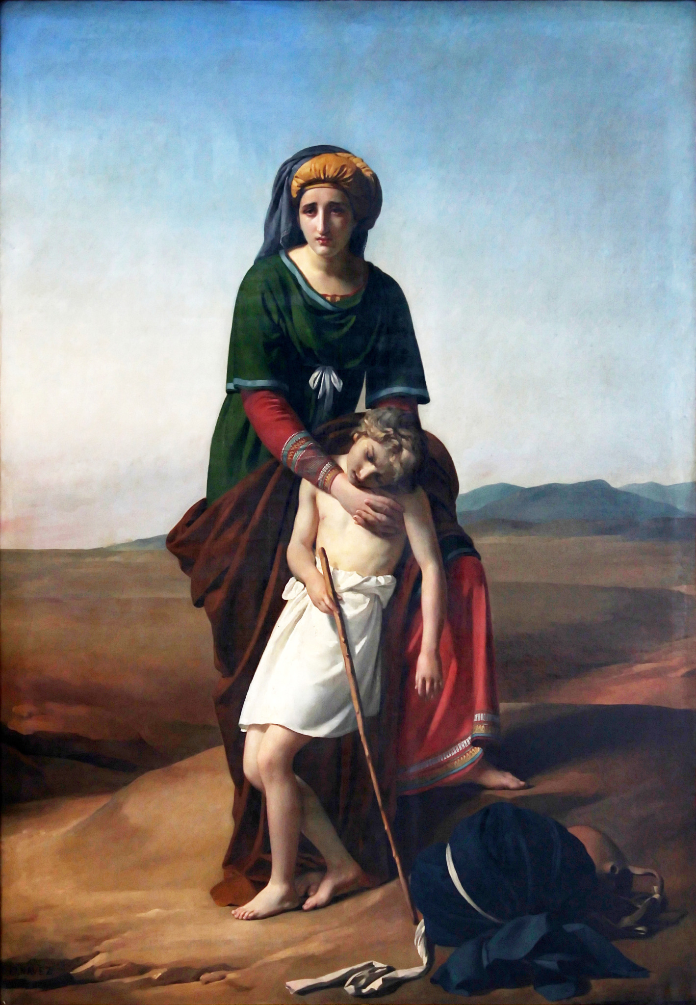 Agar ampara o filho Ismael no deserto, em pintura de François-Joseph Navez, 1820.