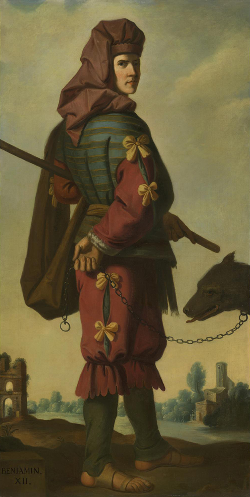 Benjamim, filho de Jacó, representado como patriarca com lobo acorrentado, em pintura do século XVIII baseada em Zurbarán.