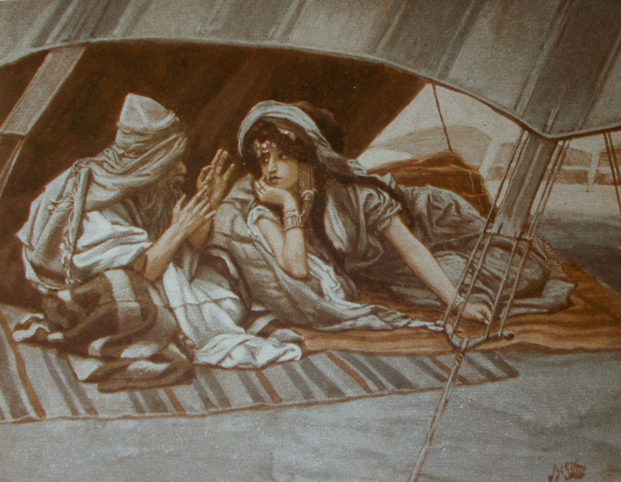 Abrão conversa com Sarai dentro de uma tenda, em pintura de James Tissot baseada no Gênesis, c. 1896-1902.