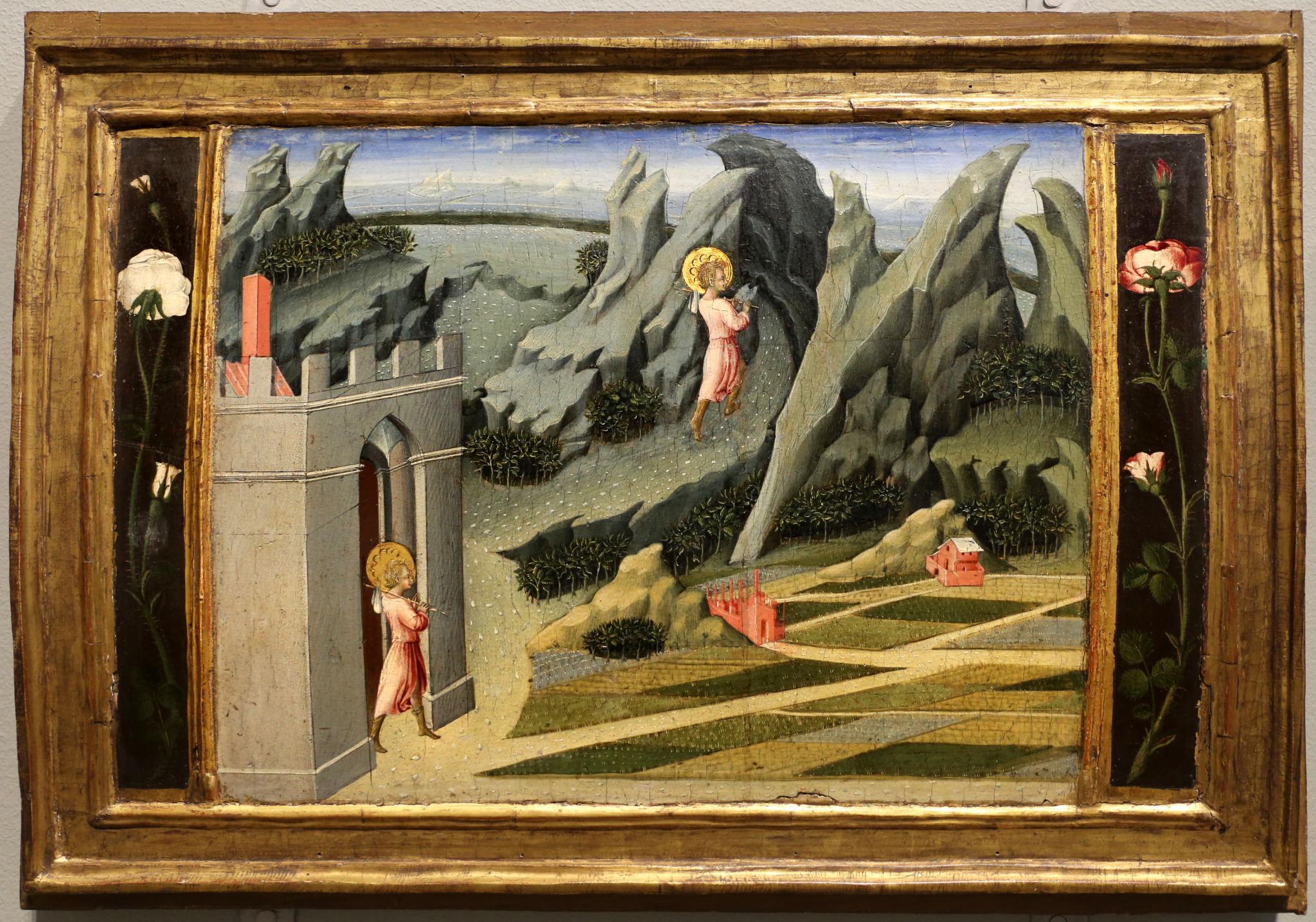 João Batista partindo para o deserto, cena de painel de Giovanni di Paolo, 1454.