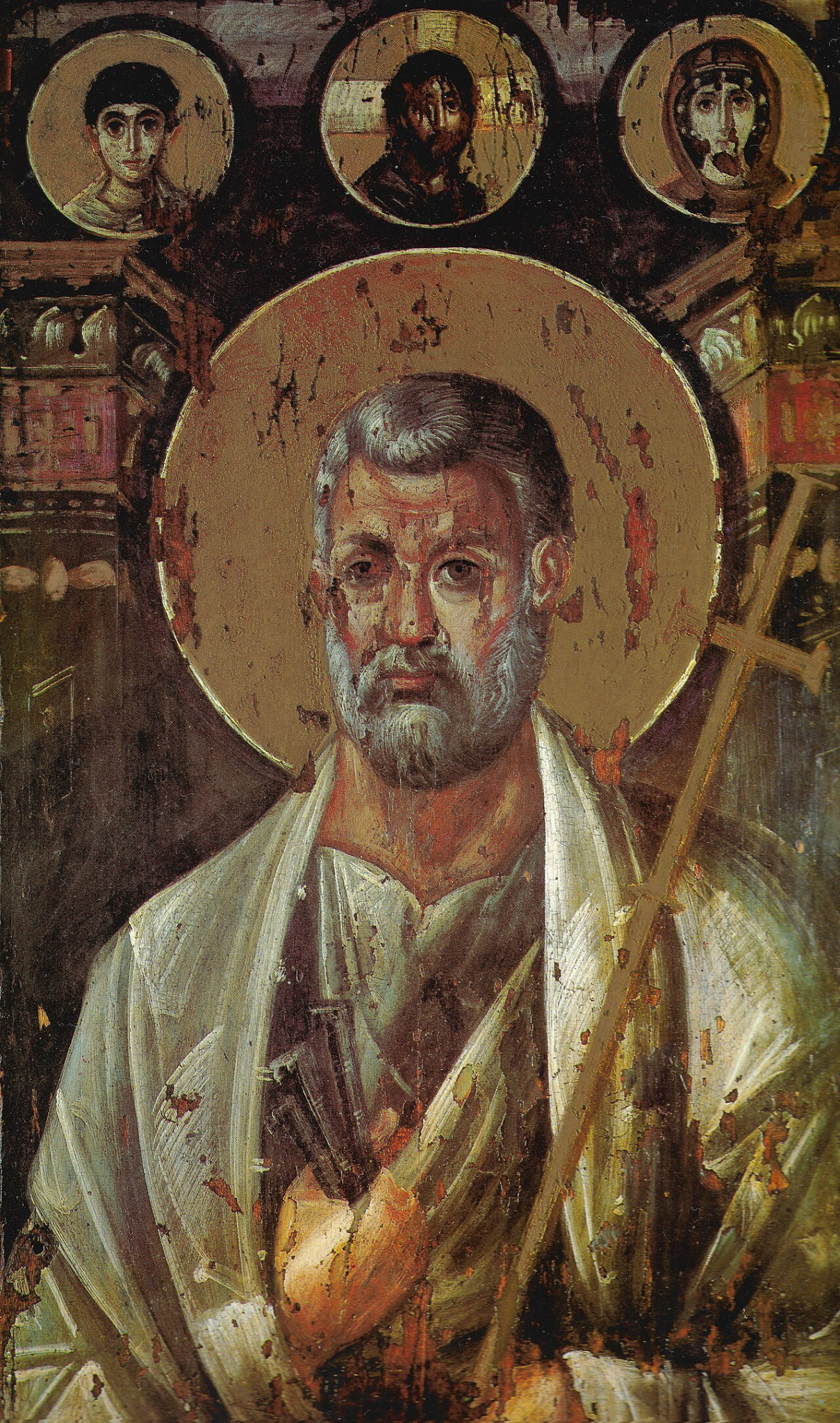 Ícone bizantino do século VII representando São Pedro com auréola e chaves, conservado no Mosteiro de Santa Catarina.