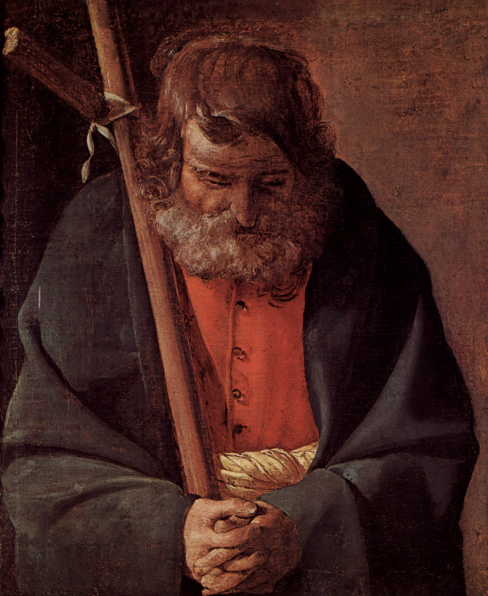 São Filipe apóstolo segurando uma cruz, em pintura do século XVII atribuída a Georges de La Tour.