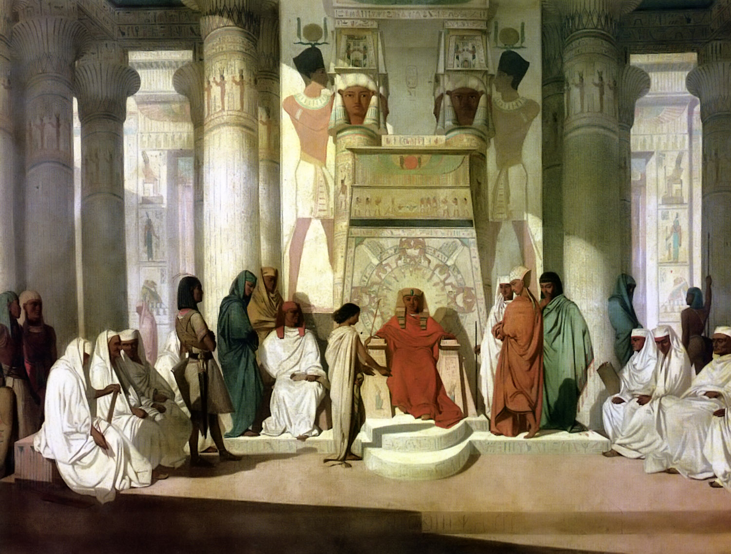 José interpreta o sonho do faraó na corte egípcia, em pintura de Adrien Guignet, 1845.