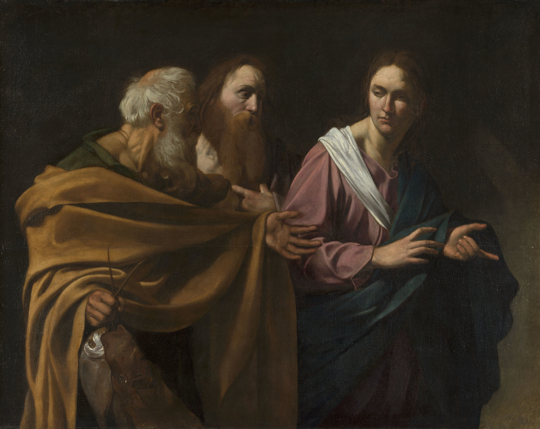 A vocação dos apóstolos Pedro e André por Jesus, em pintura de Caravaggio, início do século XVII.