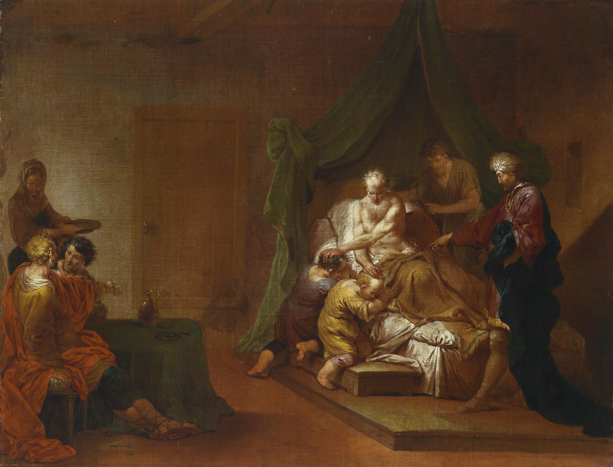 Jacó abençoa Efraim e Manassés, filhos de José, em pintura de Januarius Zick do início dos anos 1760.