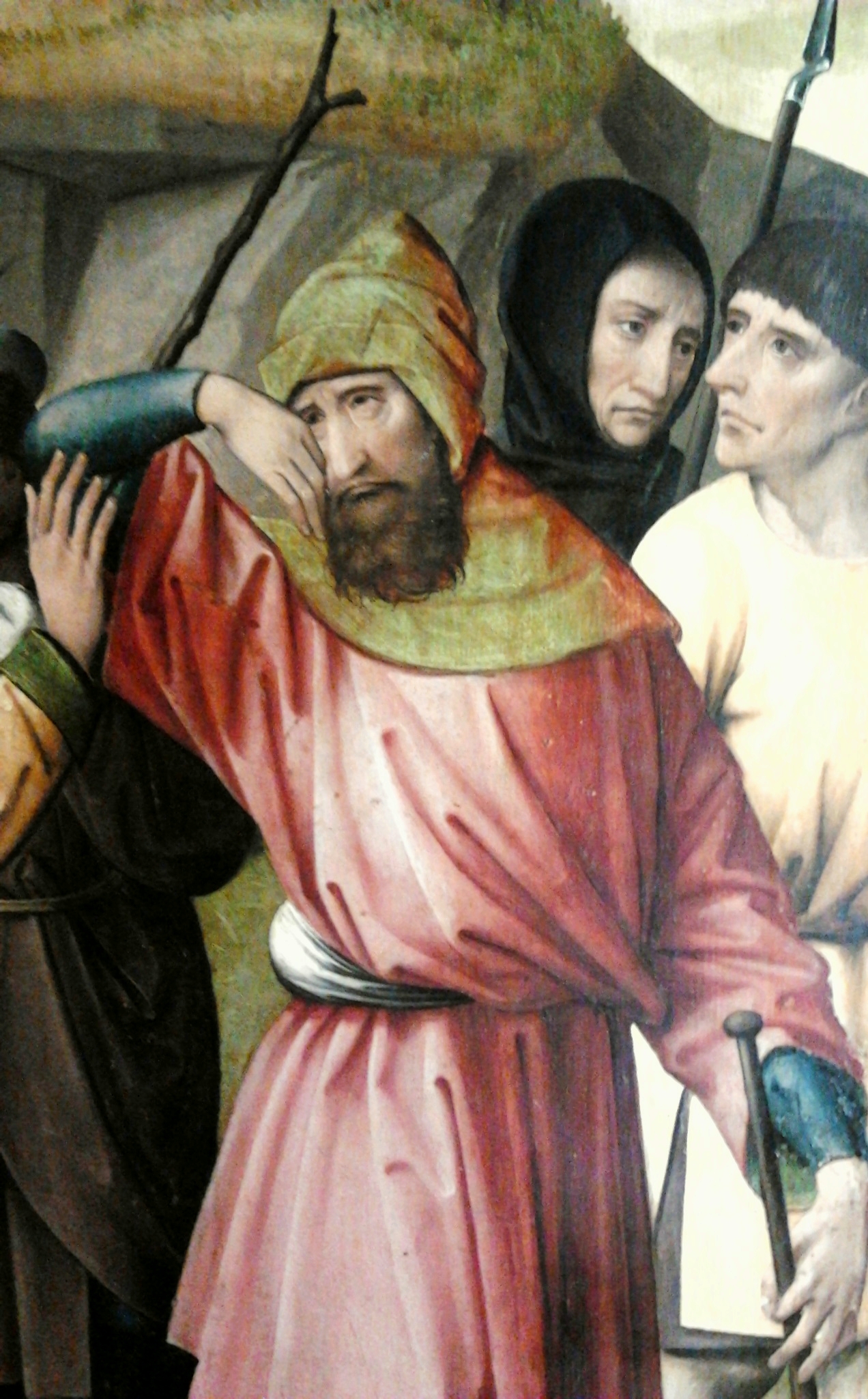 Rúben e seus irmãos em detalhe de pintura flamenga de Colijn de Coter, datada de cerca de 1500.