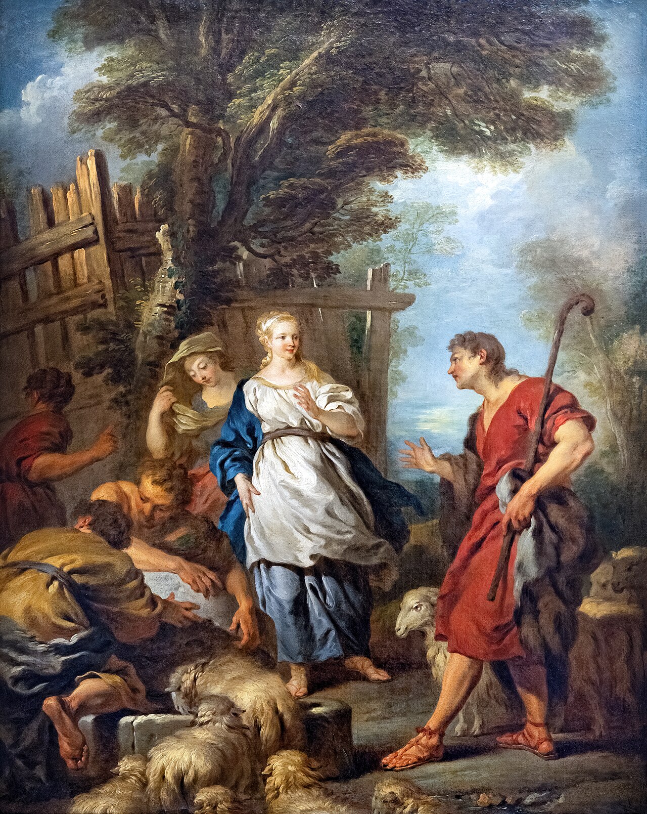 Jacó e Raquel se encontram junto ao poço, em pintura de François Lemoyne do século XVIII.