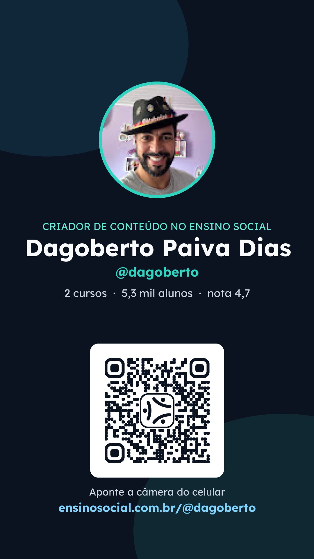 Cartão vertical de divulgação do perfil, formato Stories