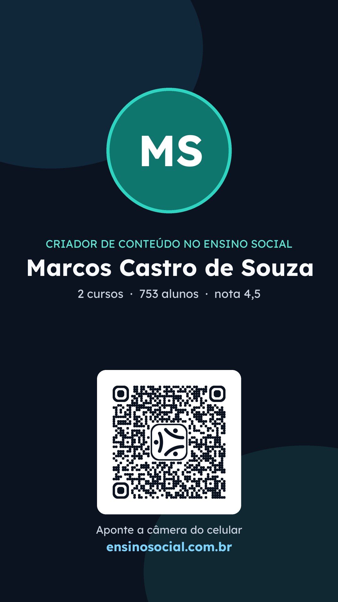 Cartão vertical de divulgação do perfil, formato Stories