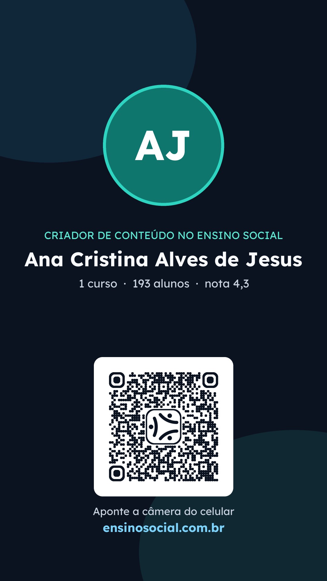 Cartão vertical de divulgação do perfil, formato Stories